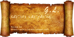 Gálfi Lóránt névjegykártya